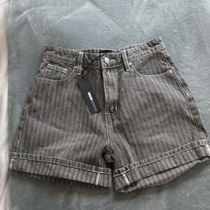Fashion Nova Gray Striped Jean Shorts